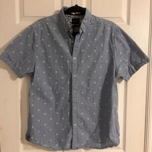 Cactus Man Ricky Singh Palm Tree Print Short Sleeve Button‎ Up Shirt L